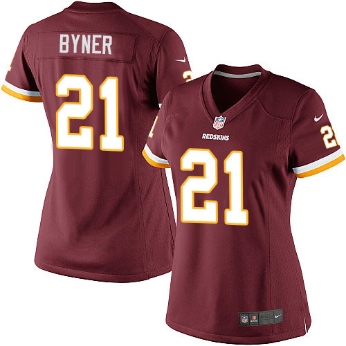 Women's Elite Earnest Byner Nike Jersey Burgundy Red Home - #21 NFL Washington Redskins